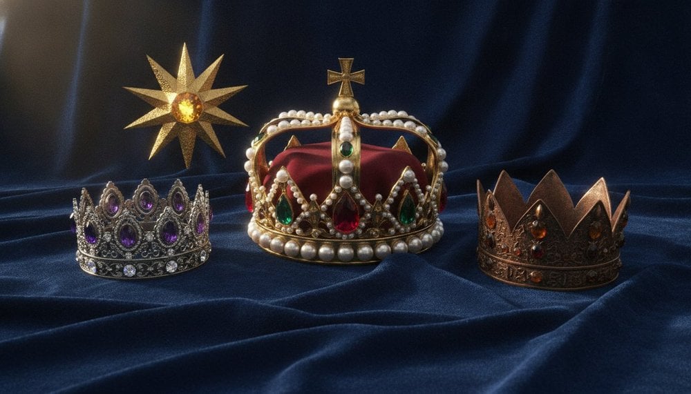 Trois couronnes de rois et étoile dorée symbolisant les Rois mages de l'Épiphanie