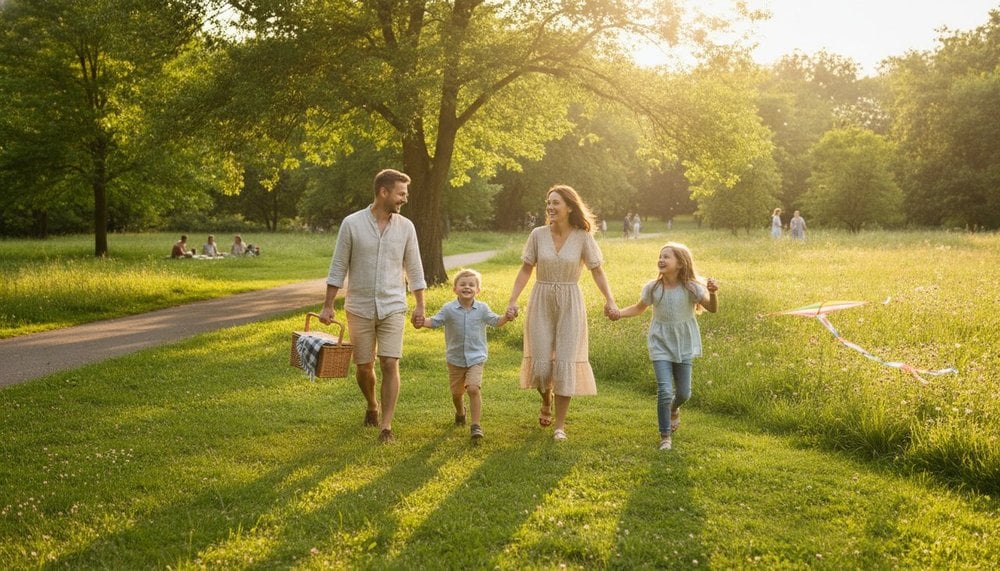 Famille profitant d'un week-end prolongé grâce à un jour férié bien placé