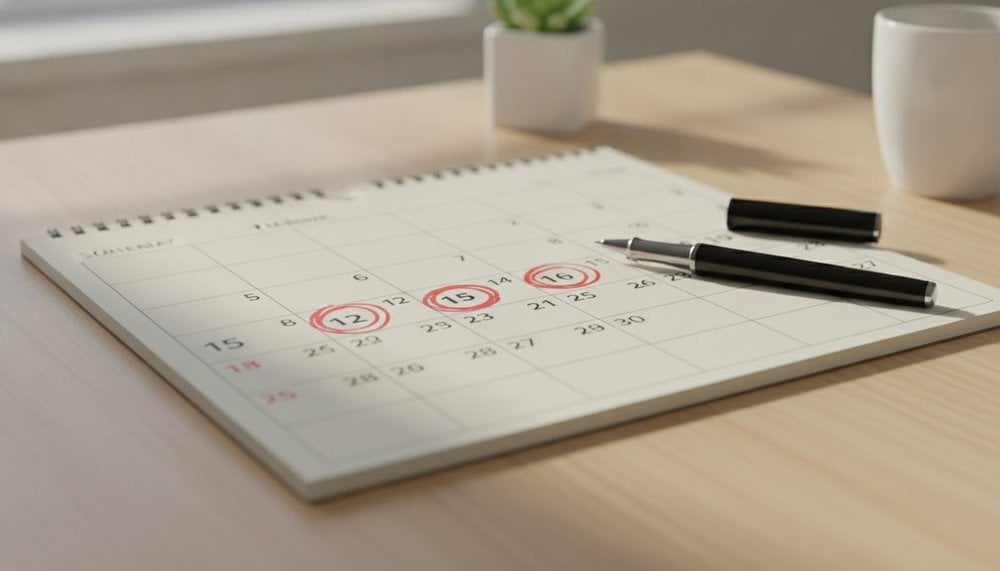 Calendrier mural 2028 avec les jours fériés français entourés