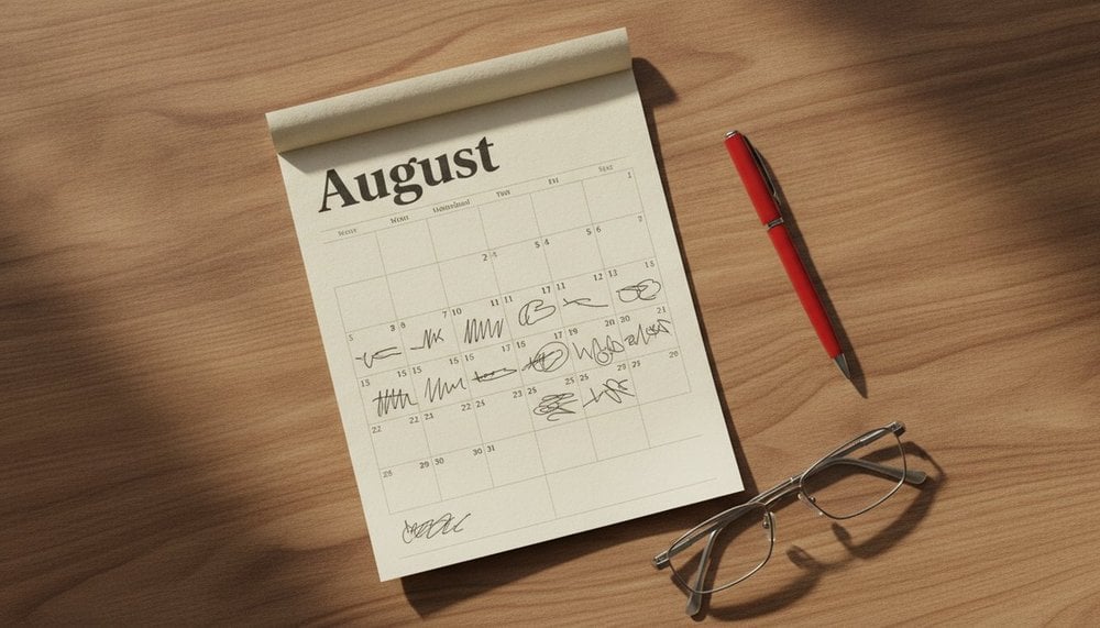 Calendrier du mois d'août 2026 avec la date du 15 août entourée