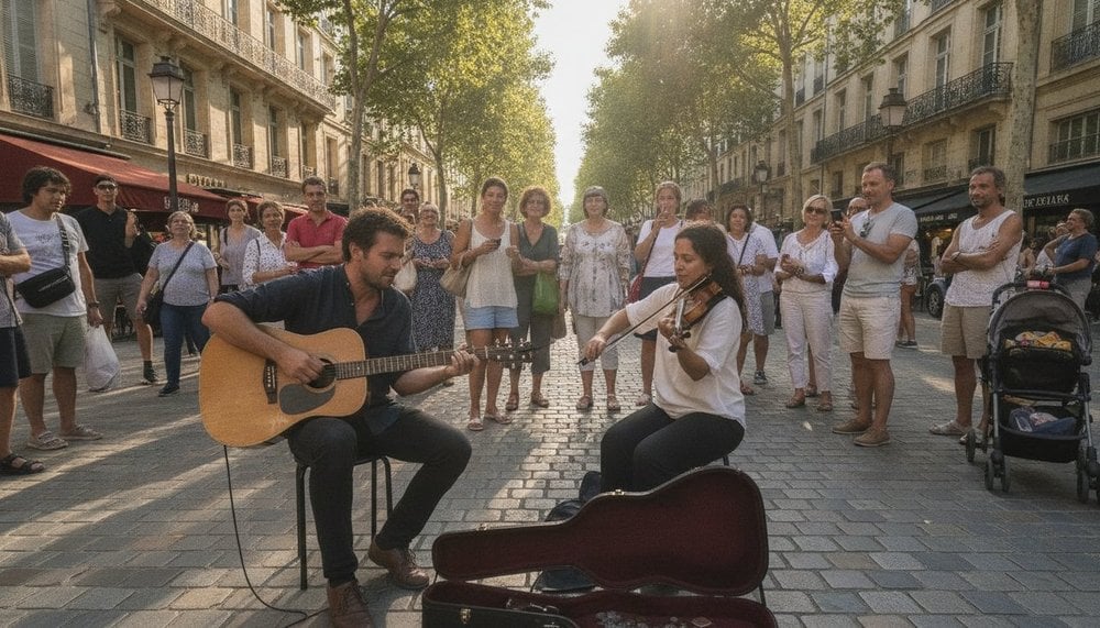 Concert de rue lors de la Fête de la Musique le 21 juin en France