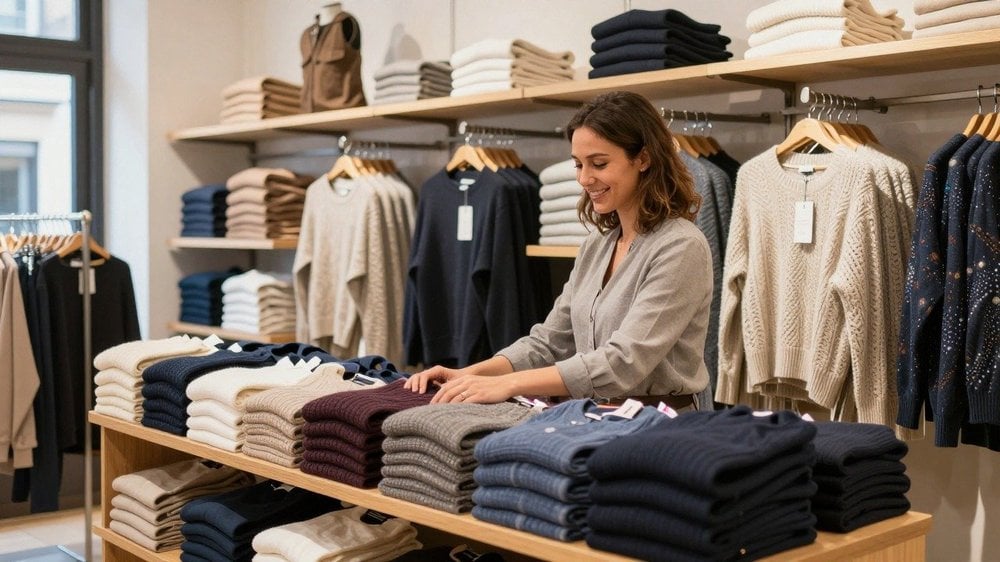 Employé de magasin réapprovisionnant les rayons un vendredi de Black Friday en France