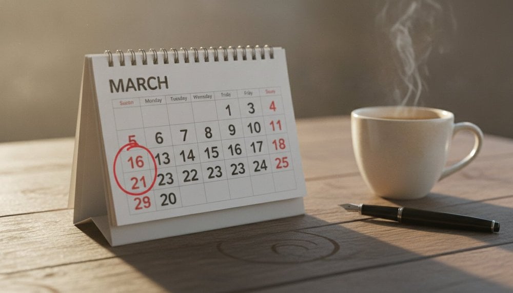 Calendrier de mars 2027 avec le lundi 29 mars entoure, jour ferie du Lundi de Paques