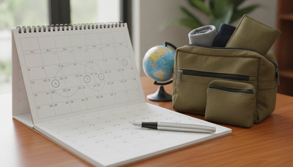 Calendrier 2026 avec valise, illustrant la planification des ponts et congés