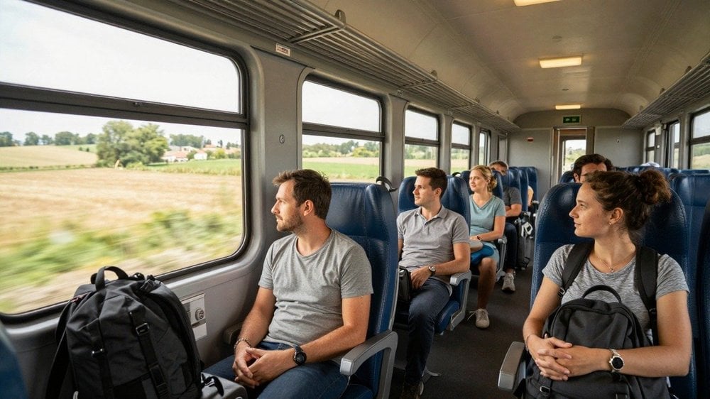 Voyageurs dans un train régional pendant un week-end prolongé de jour férié