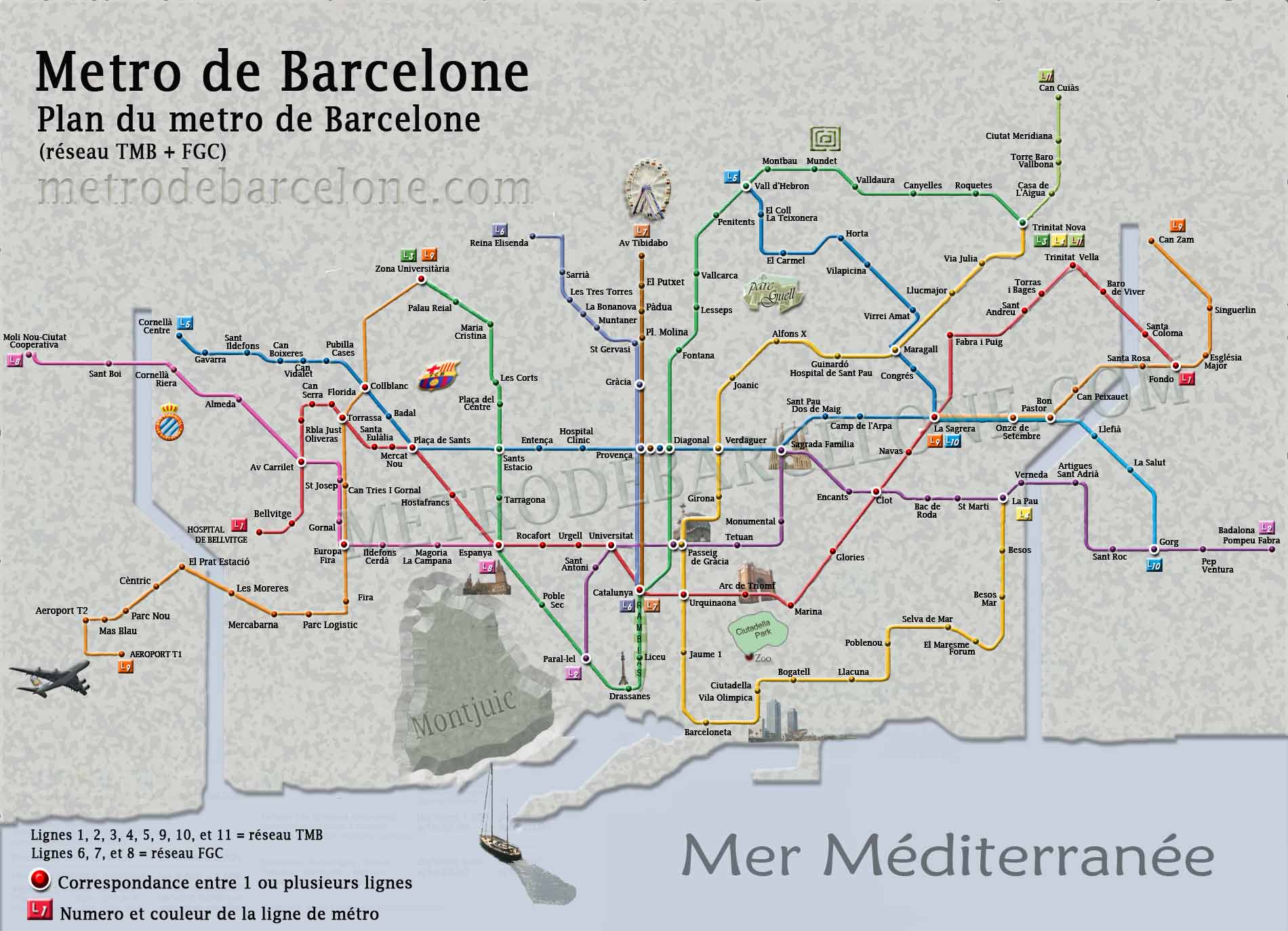 Plan métro Barcelone