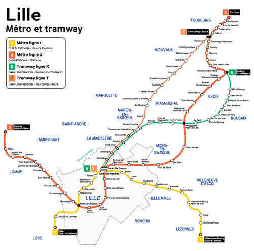 Plan métro Lille